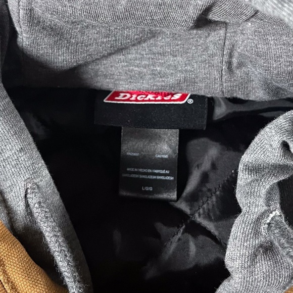Dickies Men's Jacket Workwear Canvas Hooded Insulated L Brown/Gray - Picture 2 of 10
